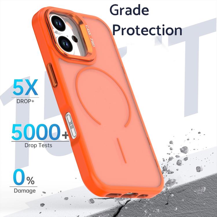 For iPhone 16 Plus Bright Color Frosted Skin-feel Camera Bracket Magsafe Phone Case