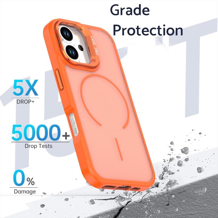 For iPhone 16 Bright Color Frosted Skin-feel Camera Bracket Magsafe Phone Case
