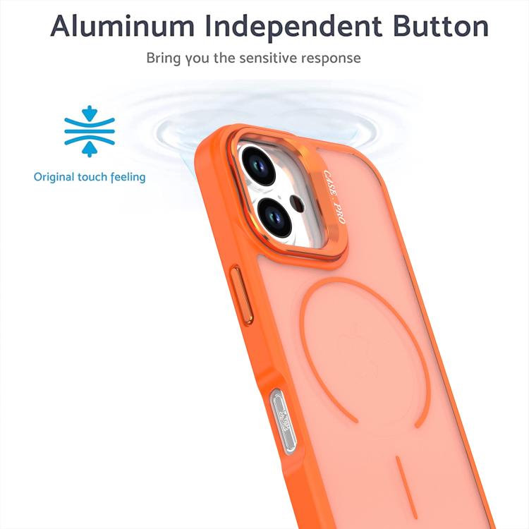 For iPhone 16 Bright Color Frosted Skin-feel Camera Bracket Magsafe Phone Case