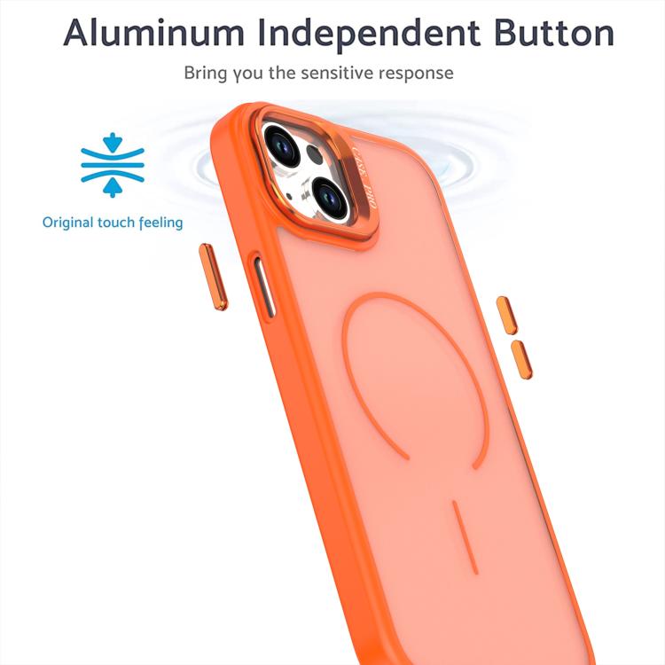 For iPhone 15 Plus Bright Color Frosted Skin-feel Camera Bracket Magsafe Phone Case