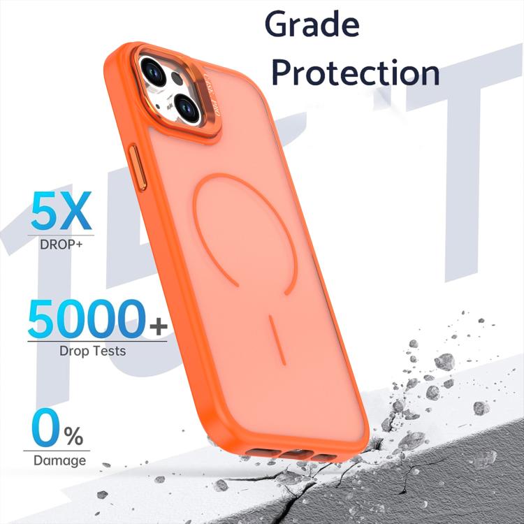For iPhone 14 Plus Bright Color Frosted Skin-feel Camera Bracket Magsafe Phone Case