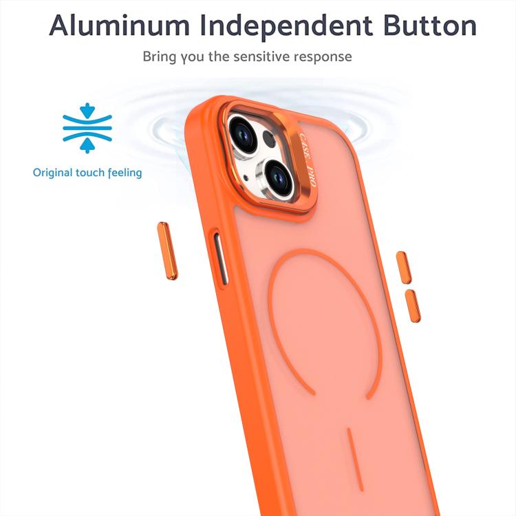 For iPhone 14 Bright Color Frosted Skin-feel Camera Bracket Magsafe Phone Case
