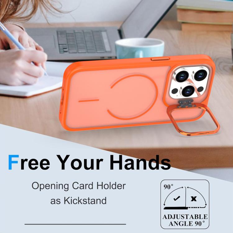 For iPhone 14 Pro Bright Color Frosted Skin-feel Camera Bracket Magsafe Phone Case