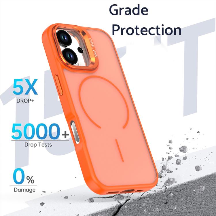 For iPhone 17 Bright Color Frosted Skin-feel Camera Bracket Magsafe Phone Case