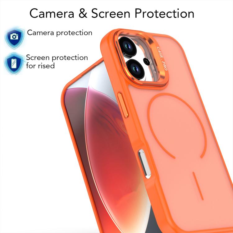 For iPhone 17 Bright Color Frosted Skin-feel Camera Bracket Magsafe Phone Case