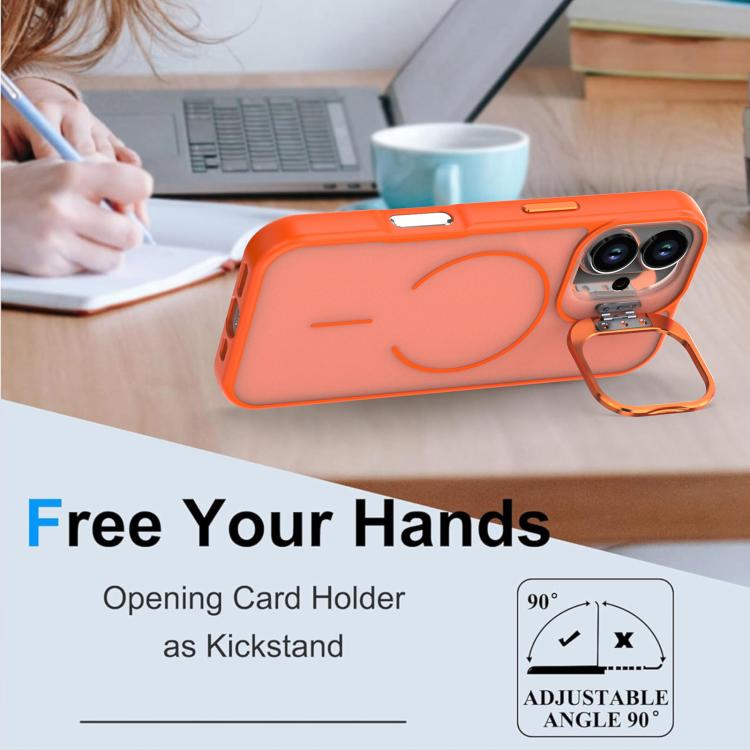 For iPhone 17 Bright Color Frosted Skin-feel Camera Bracket Magsafe Phone Case