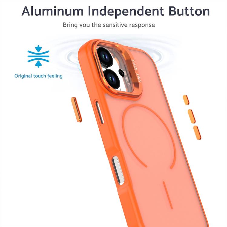 For iPhone 17 Bright Color Frosted Skin-feel Camera Bracket Magsafe Phone Case
