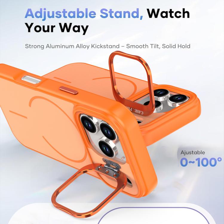 For iPhone 17 Pro Bright Color Contrast Skin-feel Camera Bracket Magsafe Phone Case