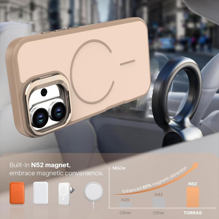 For iPhone 17 Bright Color Contrast Skin-feel Camera Bracket Magsafe Phone Case