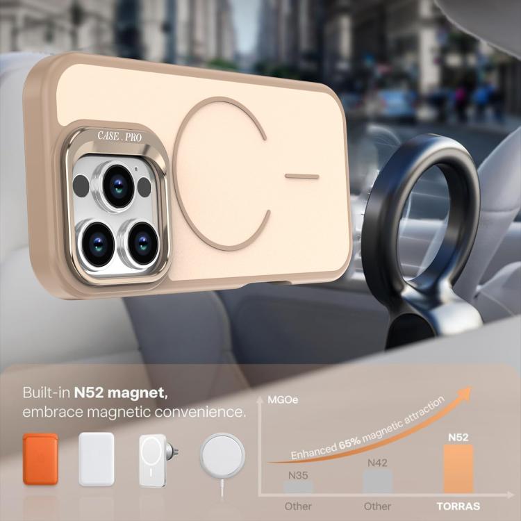 For iPhone 16 Pro Bright Color Contrast Skin-feel Camera Bracket Magsafe Phone Case