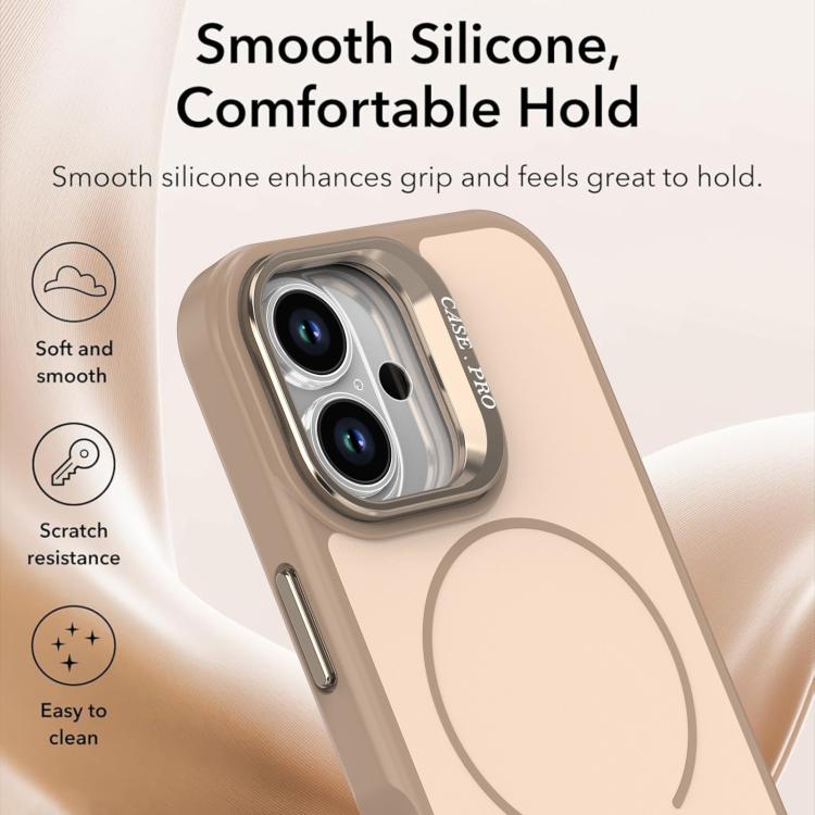 For iPhone 16 Plus Bright Color Contrast Skin-feel Camera Bracket Magsafe Phone Case
