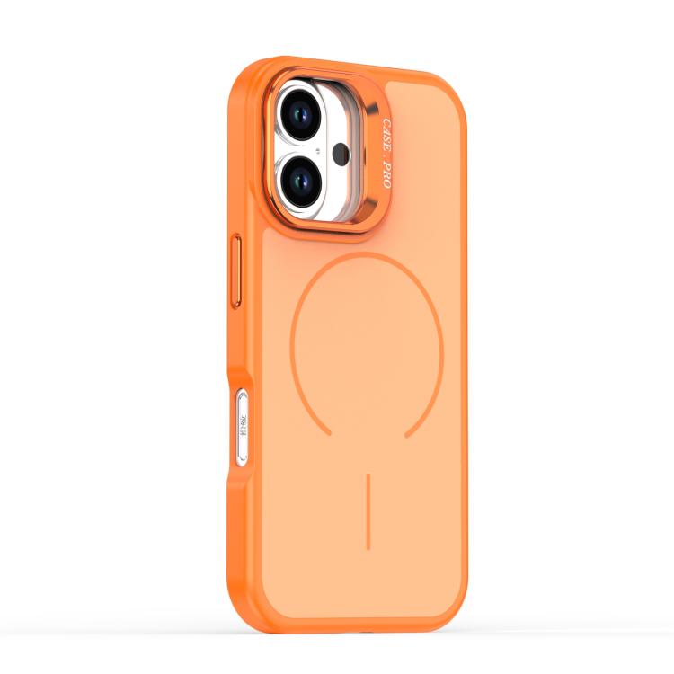 For iPhone 16 Bright Color Contrast Skin-feel Camera Bracket Magsafe Phone Case
