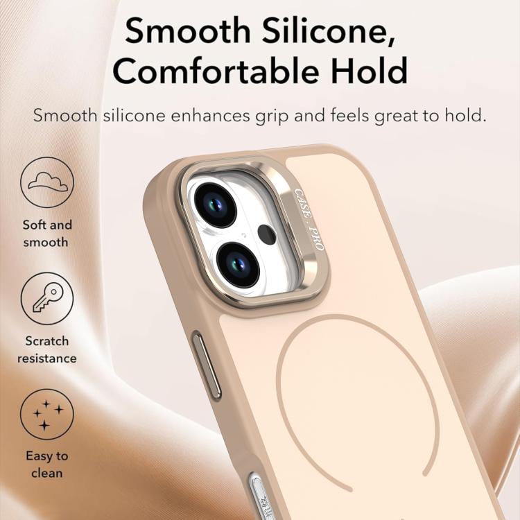 For iPhone 16 Bright Color Contrast Skin-feel Camera Bracket Magsafe Phone Case