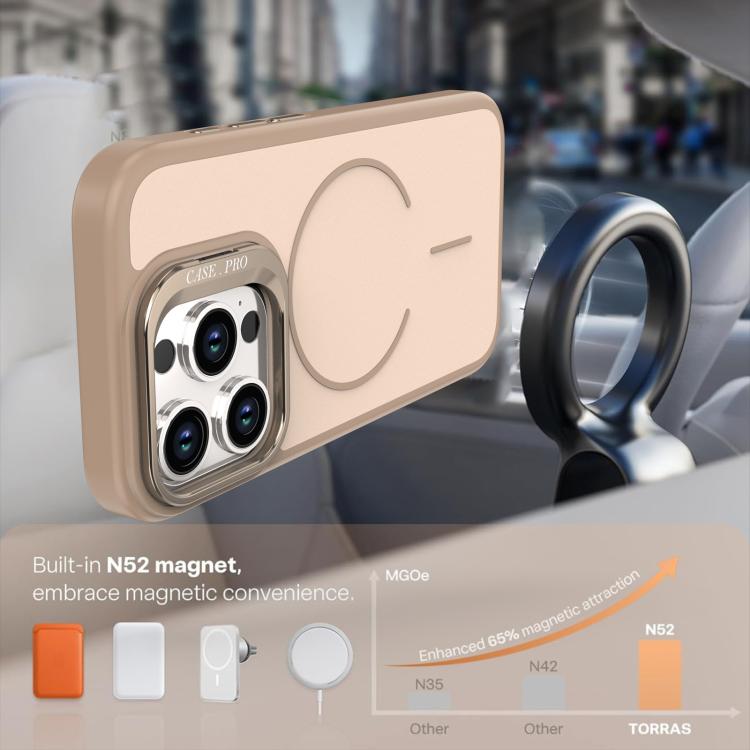 For iPhone 15 Pro Max Bright Color Contrast Skin-feel Camera Bracket Magsafe Phone Case