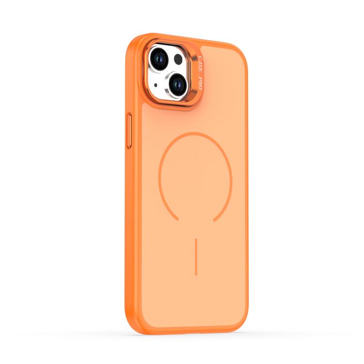For iPhone 15 Plus Bright Color Contrast Skin-feel Camera Bracket Magsafe Phone Case