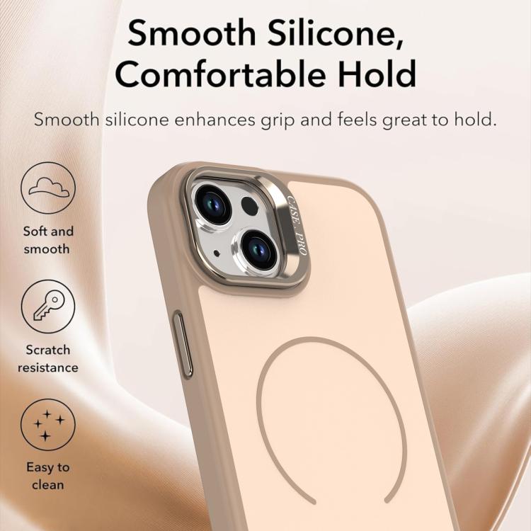 For iPhone 15 Plus Bright Color Contrast Skin-feel Camera Bracket Magsafe Phone Case