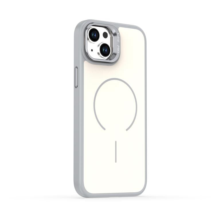 For iPhone 15 Plus Bright Color Contrast Skin-feel Camera Bracket Magsafe Phone Case