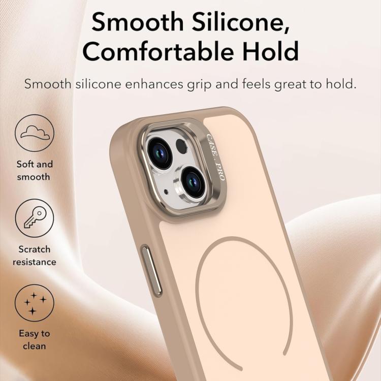 For iPhone 15 Bright Color Contrast Skin-feel Camera Bracket Magsafe Phone Case