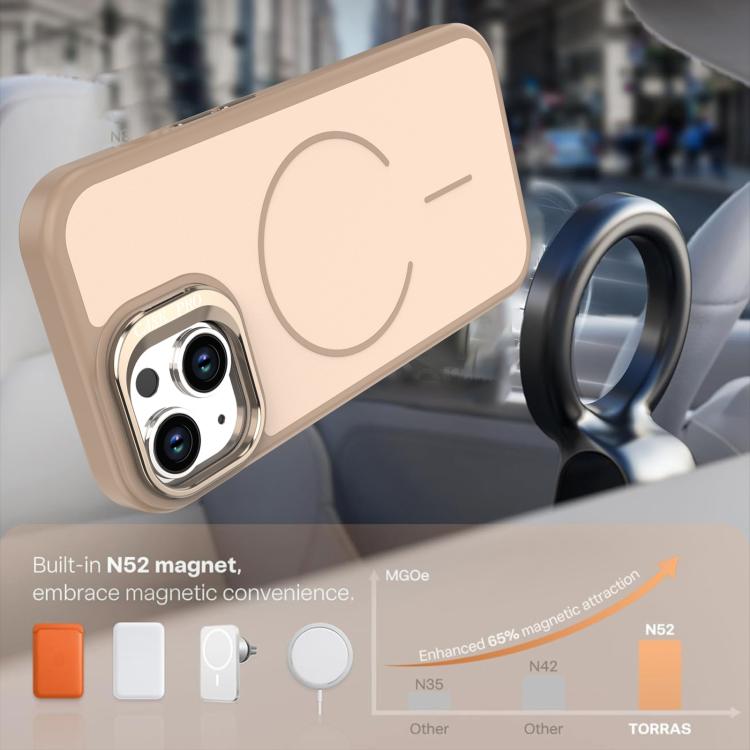 For iPhone 15 Bright Color Contrast Skin-feel Camera Bracket Magsafe Phone Case