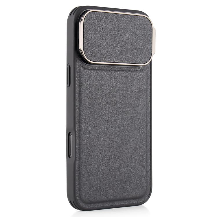 For iPhone 17 Pro Max Lambskin Pattern Square Lens Holder Phone Case
