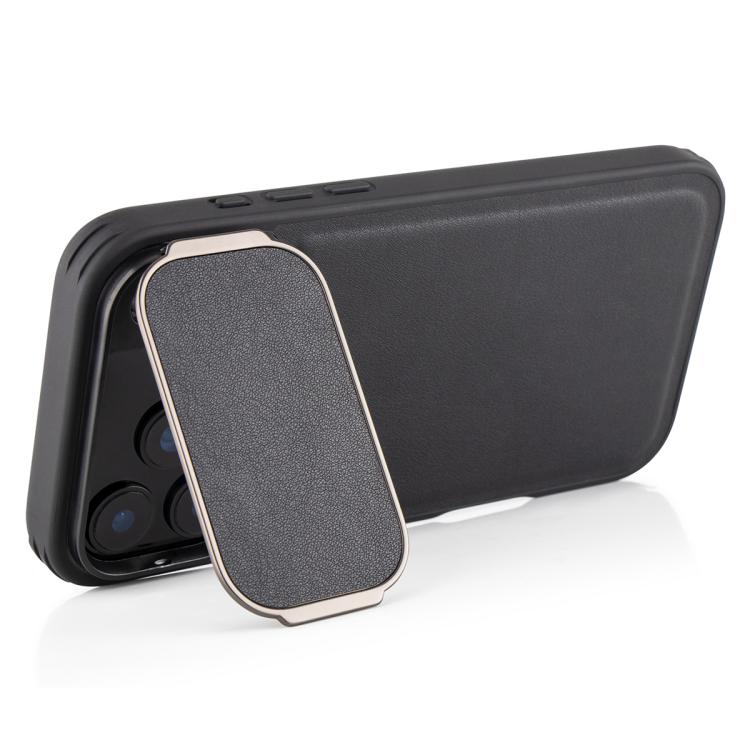 For iPhone 17 Pro Max Lambskin Pattern Square Lens Holder Phone Case