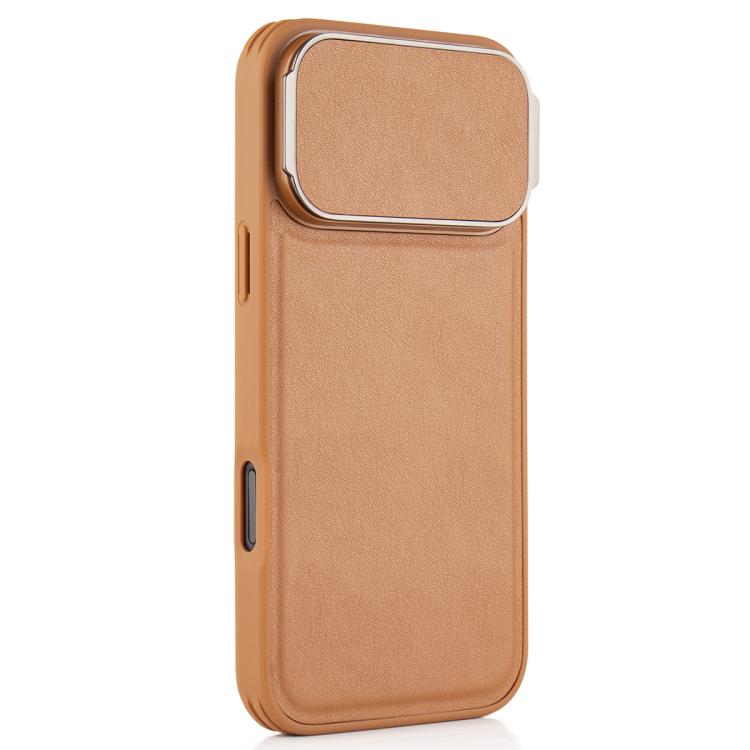 For iPhone 17 Pro Max Lambskin Pattern Square Lens Holder Phone Case
