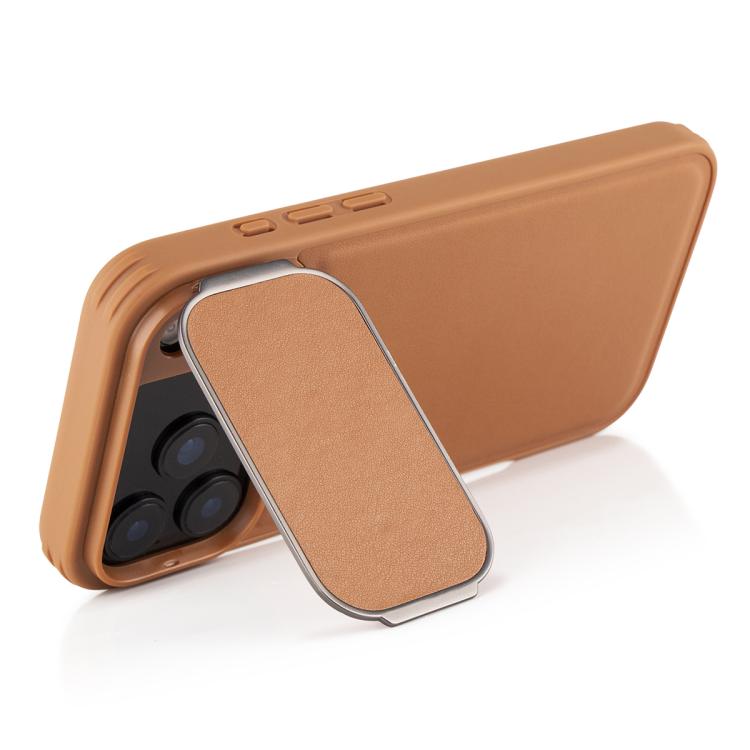 For iPhone 17 Pro Max Lambskin Pattern Square Lens Holder Phone Case