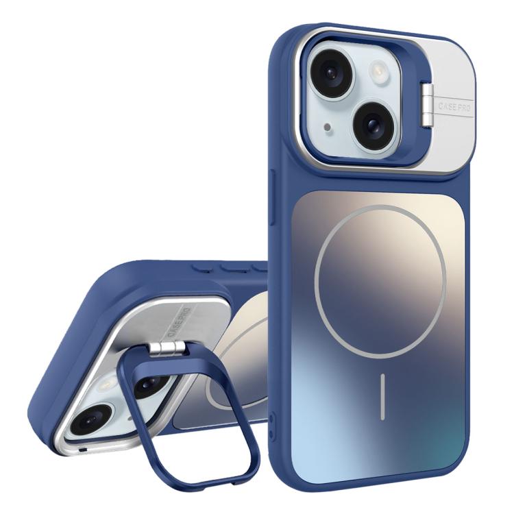 For iPhone 15 AG Frosted Lens Holder MagSafe Phone Case