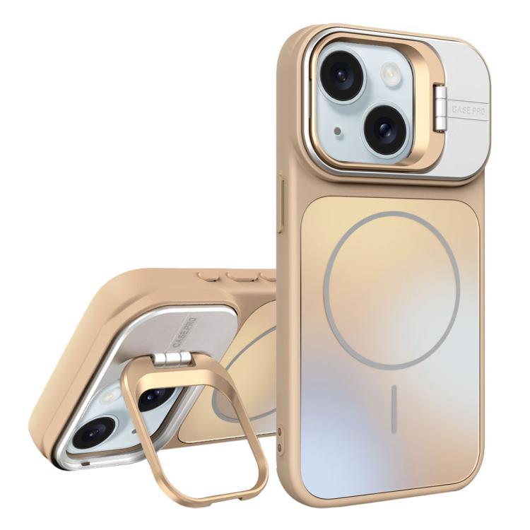 For iPhone 15 AG Frosted Lens Holder MagSafe Phone Case