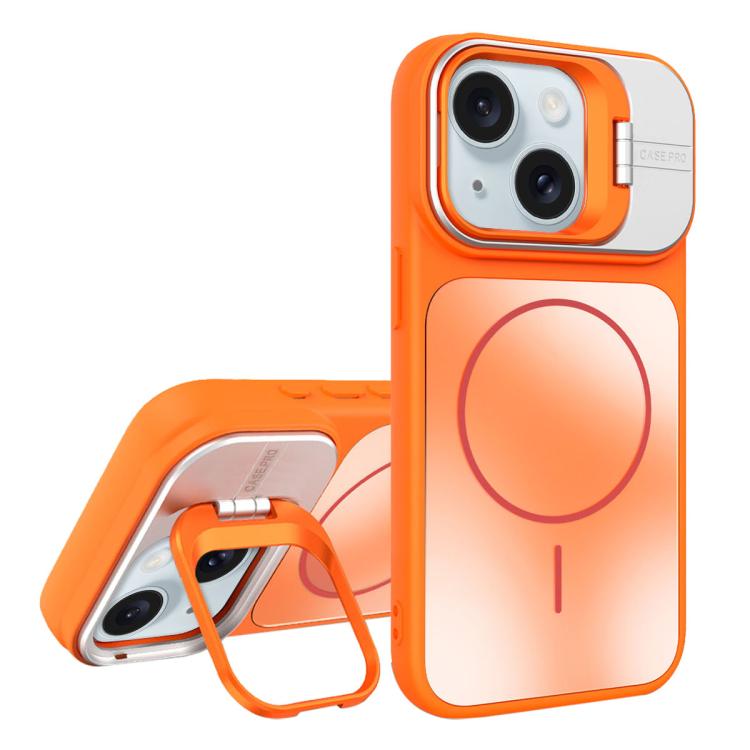 For iPhone 15 AG Frosted Lens Holder MagSafe Phone Case