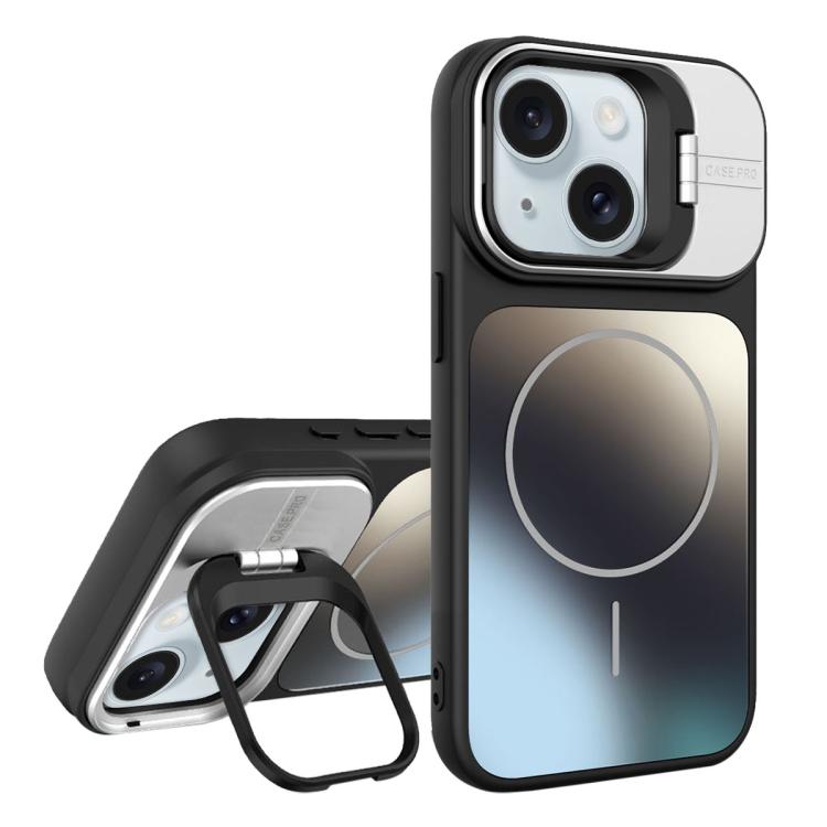For iPhone 15 Plus AG Frosted Lens Holder MagSafe Phone Case