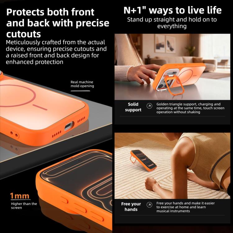 For iPhone 11 AG Frosted Lens Holder MagSafe Phone Case