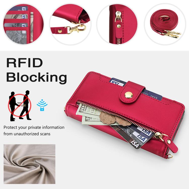 For Samsung Galaxy Z Fold7 5G Seven Card Slots Zipper Wallet Leather Phone Case with Lanyard