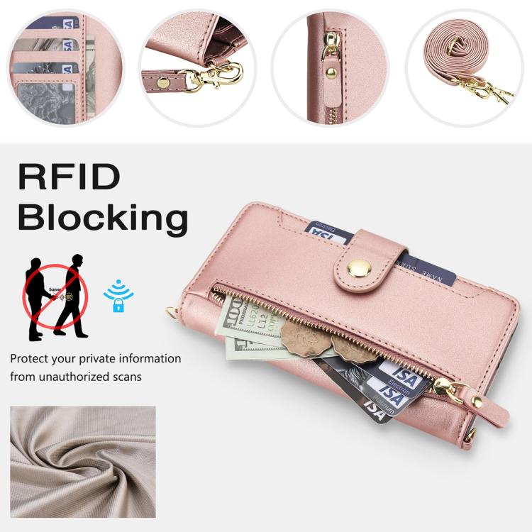 For Samsung Galaxy Z Fold7 5G Seven Card Slots Zipper Wallet Leather Phone Case with Lanyard