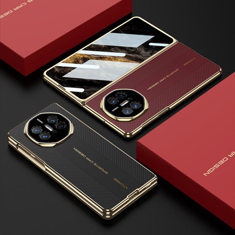 For Huawei Mate X3 / X5 GKK Change to Mate XTs Ultimate Series Integrated Electroplated Vegan Leather Embossed Phone Case