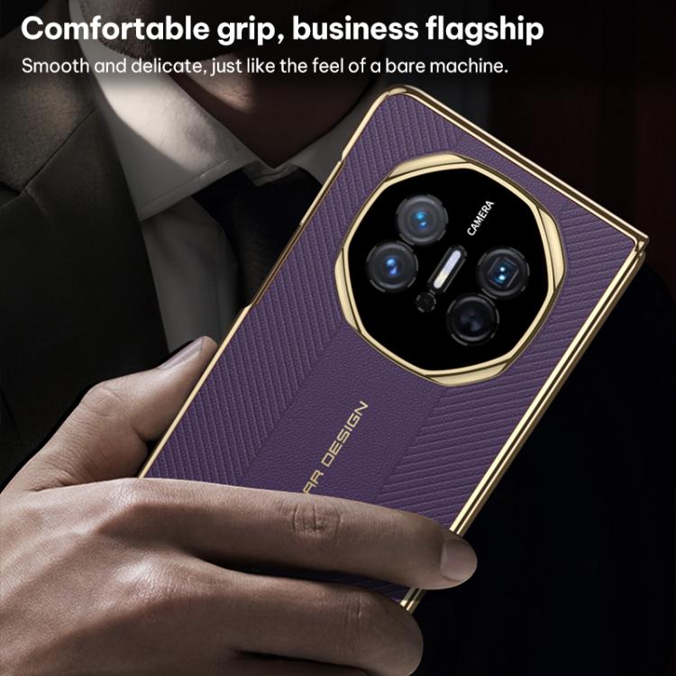 For Huawei Mate X3 / X5 GKK Change to Mate XTs Ultimate Series Integrated Electroplated Vegan Leather Embossed Phone Case