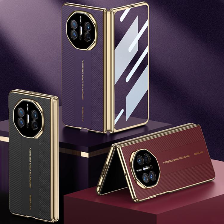For Huawei Mate X3 / X5 GKK Change to Mate XTs Ultimate Series Integrated Electroplated Vegan Leather Embossed Phone Case