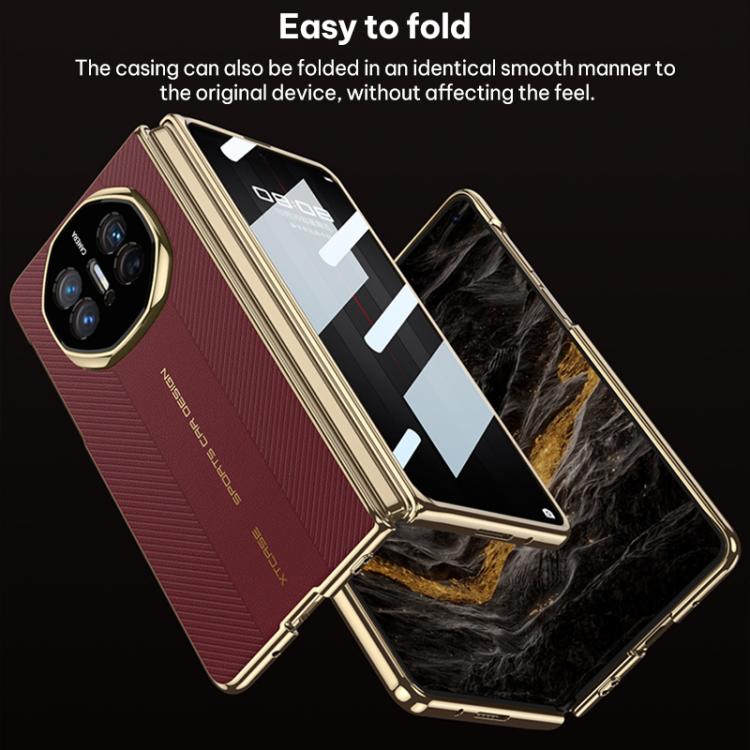 For Huawei Mate X3 / X5 GKK Change to Mate XTs Ultimate Series Integrated Electroplated Vegan Leather Embossed Phone Case