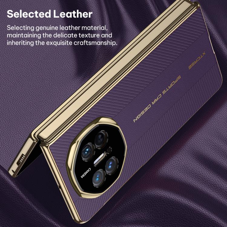 For Huawei Mate X3 / X5 GKK Change to Mate XTs Ultimate Series Integrated Electroplated Vegan Leather Embossed Phone Case