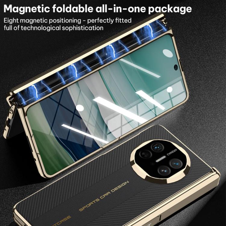 For Huawei Mate X6 GKK Integrated Magnetic Fold Hinge Side Holder Plain Leather Phone Case