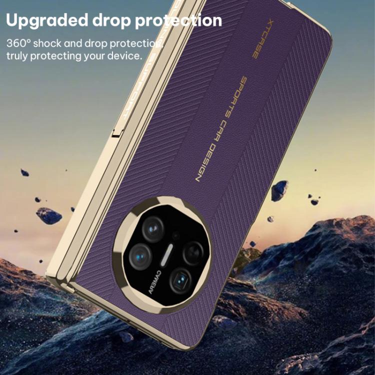 For Huawei Mate X6 GKK Integrated Magnetic Fold Hinge Side Holder Plain Leather Phone Case