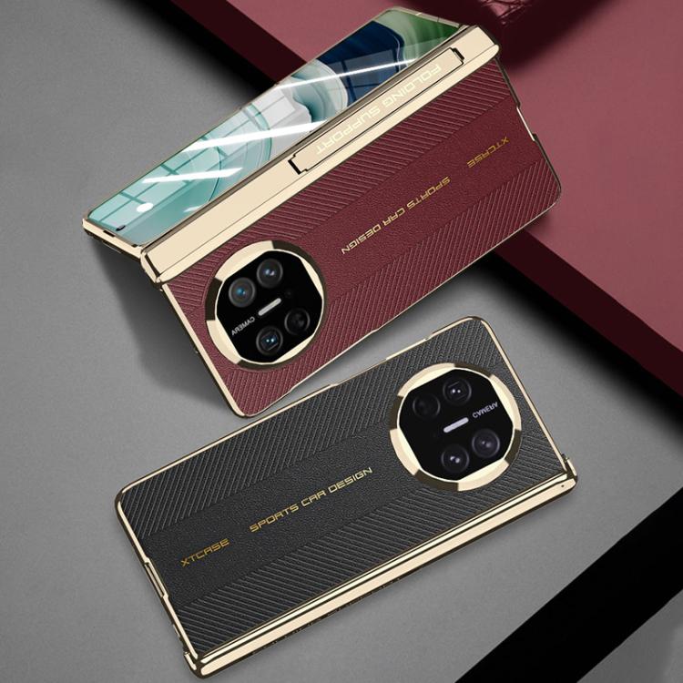 For Huawei Mate X6 GKK Integrated Magnetic Fold Hinge Side Holder Plain Leather Phone Case