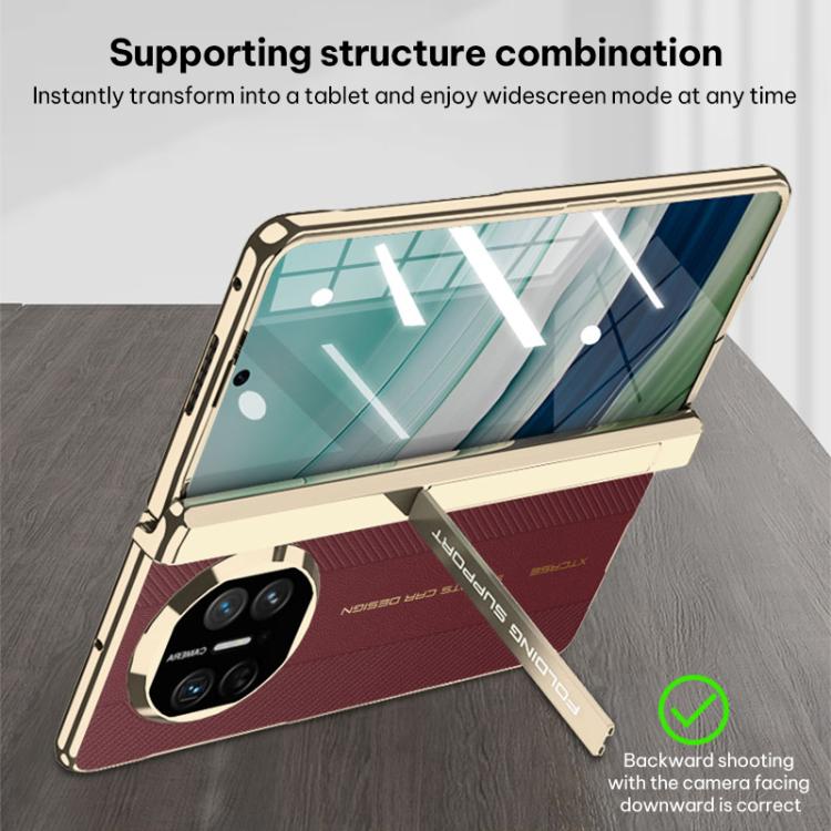 For Huawei Mate X6 GKK Integrated Magnetic Fold Hinge Side Holder Plain Leather Phone Case