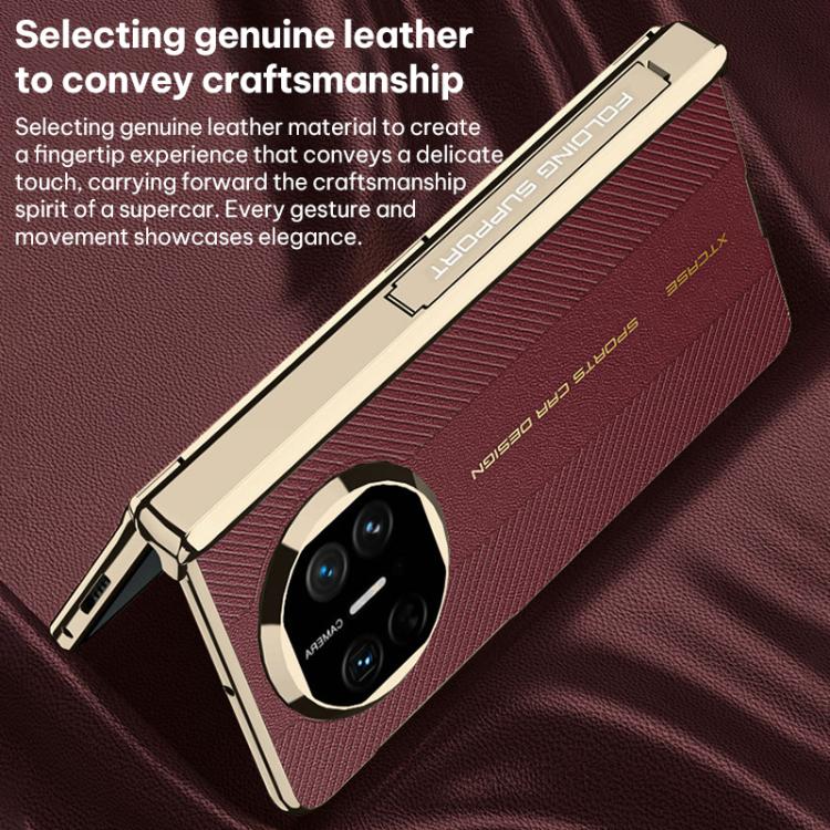 For Huawei Mate X6 GKK Integrated Magnetic Fold Hinge Side Holder Plain Leather Phone Case