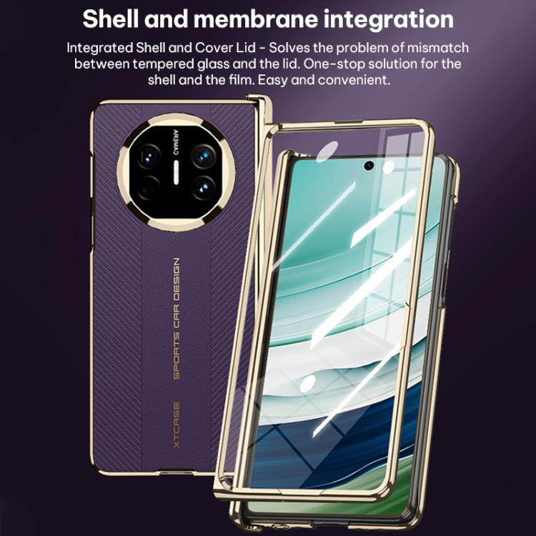 For Huawei Mate X6 GKK Integrated Magnetic Fold Hinge Side Holder Plain Leather Phone Case