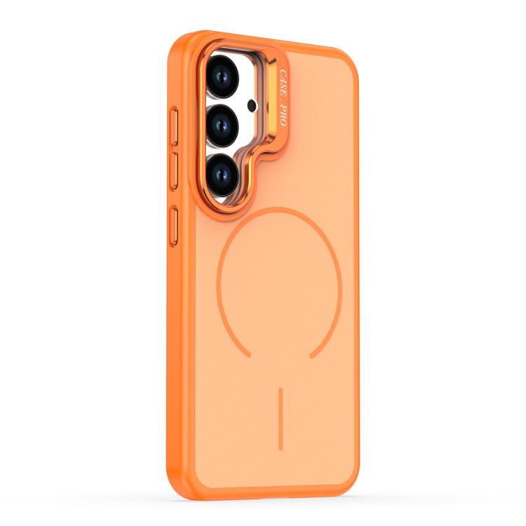 For Samsung Galaxy S23 5G Bright Color Contrast Skin-feel Camera Bracket Magsafe Phone Case