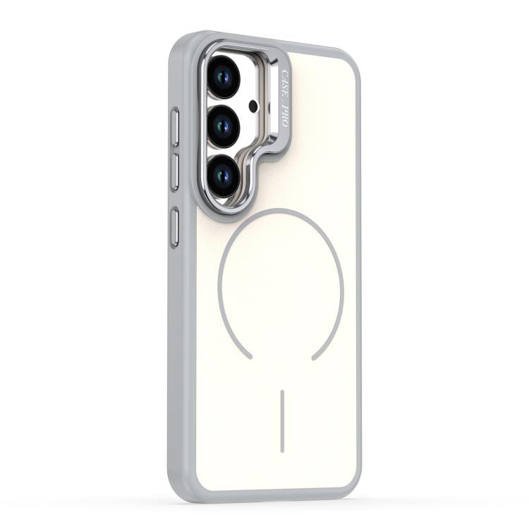 For Samsung Galaxy S23 5G Bright Color Contrast Skin-feel Camera Bracket Magsafe Phone Case