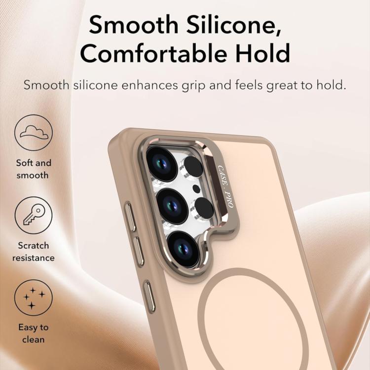 For Samsung Galaxy S25 Ultra 5G Bright Color Contrast Skin-feel Camera Bracket Magsafe Phone Case