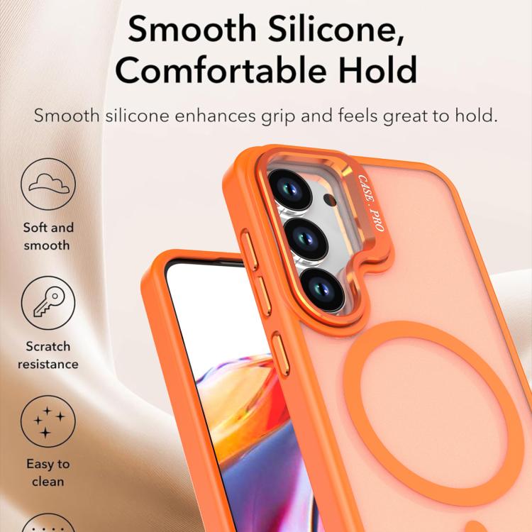 For Samsung Galaxy S25 Ultra 5G Bright Color Frosted Skin-feel Camera Bracket Magsafe Phone Case
