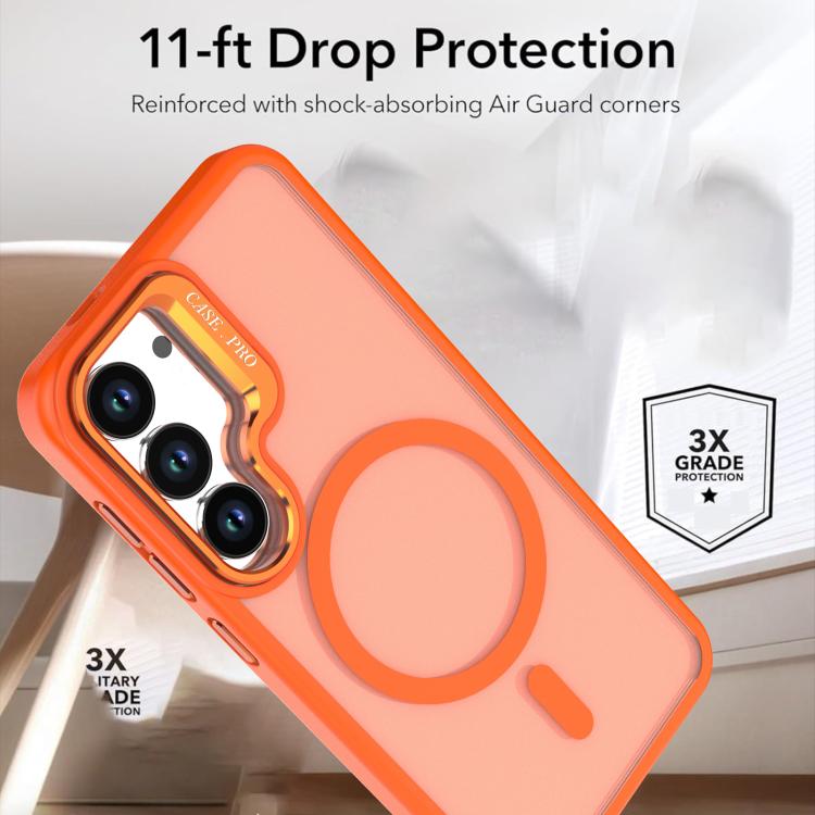For Samsung Galaxy S25 Ultra 5G Bright Color Frosted Skin-feel Camera Bracket Magsafe Phone Case